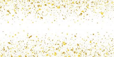 Beyaz arka planda altın parıltılı konfeti.