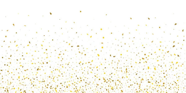 Confeti brillo dorado sobre un fondo blanco . — Vector de stock