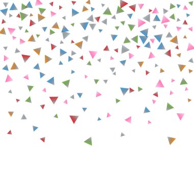 Beyaz zemin üzerine konfeti üçgenler.