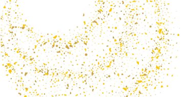 Beyaz arka planda altın parıltılı konfeti.