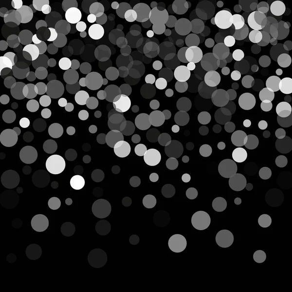 Confettis à paillettes argentées sur fond noir . — Image vectorielle
