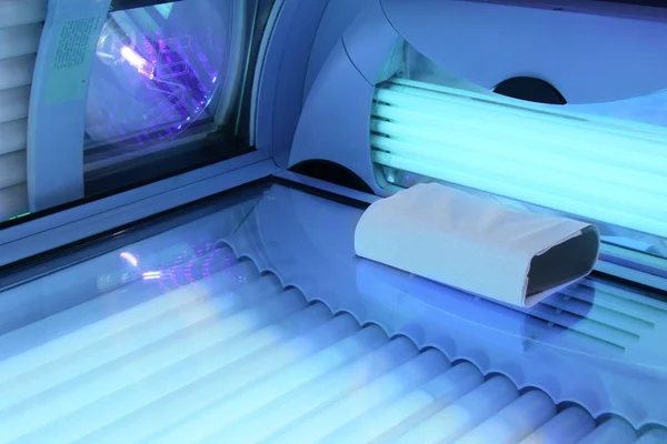 Solarium - tanning bed with all lights on