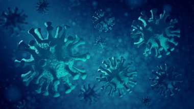 Virüs, 2019-ncov coronavirüs, Sars, Mers, grip, grip. Organizmanın içindeki tehlikeli bir virüs hücresine yakından bakın. Son derece detaylı 3D görüntüleme mikroskobik büyütme. Bilim ve Tıp