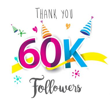 Sosyal ağ ve takipçileri için teşekkür ederiz tasarım şablonu. Web kullanıcı çok sayıda aboneleri veya takipçileri kutluyor. 60 k takipçileri teşekkürler.