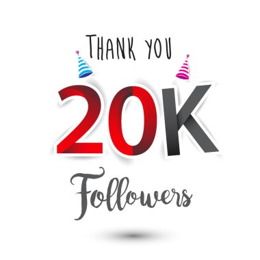 Sosyal ağ ve takipçileri için teşekkür ederiz tasarım şablonu. Web kullanıcı çok sayıda aboneleri veya takipçileri kutluyor. 20 k takipçileri teşekkürler.