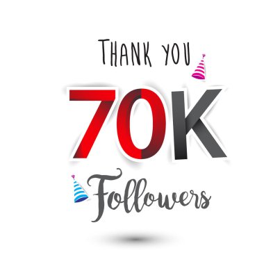 Sosyal ağ ve takipçileri için teşekkür ederiz tasarım şablonu. Web kullanıcı çok sayıda aboneleri veya takipçileri kutluyor. 70 k takipçileri teşekkürler.