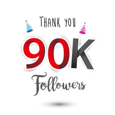 Sosyal ağ ve takipçileri için teşekkür ederiz tasarım şablonu. Web kullanıcı çok sayıda aboneleri veya takipçileri kutluyor. Takipçileri 90 k için teşekkürler.