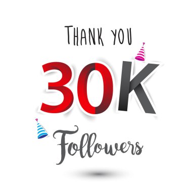 Sosyal ağ ve takipçileri için teşekkür ederiz tasarım şablonu. Web kullanıcı çok sayıda aboneleri veya takipçileri kutluyor. 30 k takipçileri teşekkürler.