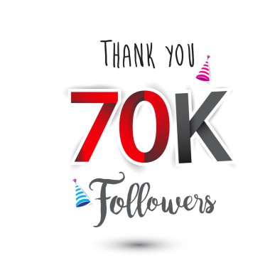 Sosyal ağ ve takipçileri için teşekkür ederiz tasarım şablonu. Web kullanıcı çok sayıda aboneleri veya takipçileri kutluyor. 70 k takipçileri teşekkürler.