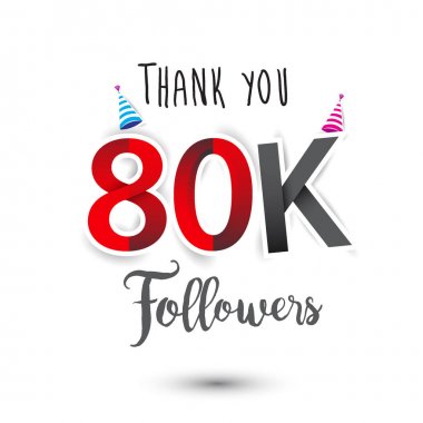 Sosyal ağ ve takipçileri için teşekkür ederiz tasarım şablonu. Web kullanıcı çok sayıda aboneleri veya takipçileri kutluyor. Takipçileri 80 k için teşekkürler.