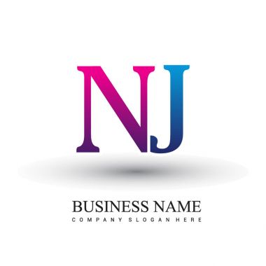 NJ harf logo, iş ve şirket için ilk logo kimlik  