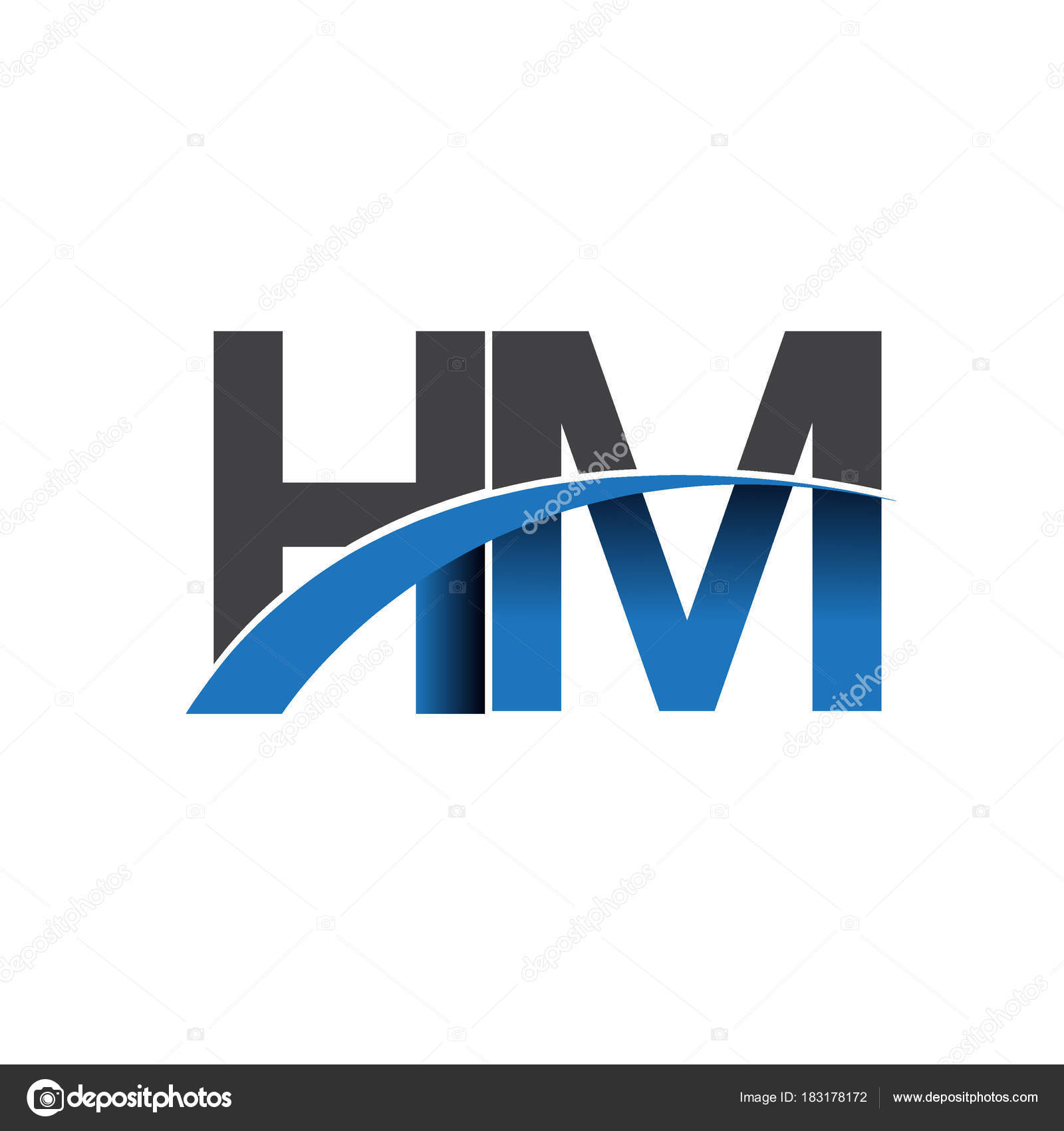 Initial hm logo design with cool style Royalty Free Vector