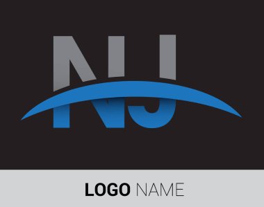 NJ harf logo, iş ve şirket için ilk logo kimlik        