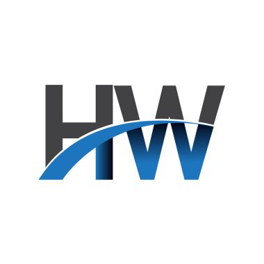 HW harf logo, iş ve şirket için ilk logo kimlik      