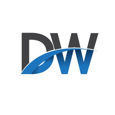 DW harf logo, iş ve şirket için ilk logo kimlik      