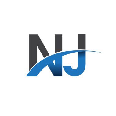NJ harf logo, iş ve şirket için ilk logo kimlik      