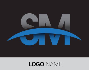 SM harf logo, iş ve şirket için ilk logo kimlik          