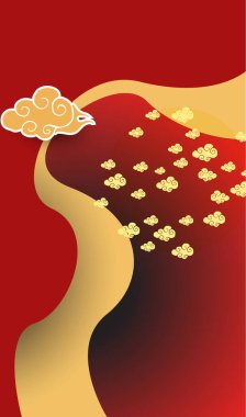 Çin yeni yılı 2018 tebrik kartı. Köpek yılı. Vektör çizim. Asya tarzı.