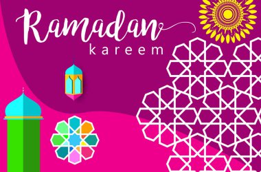 Ramazan Kareem tatil kartı renkli vektör Illustration. Arapça tarzı tatil afiş şablon. 