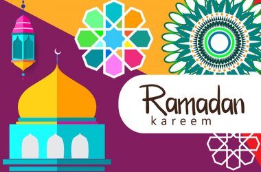 Ramazan Kareem tatil kartı renkli vektör Illustration. Arapça tarzı tatil afiş şablon. 