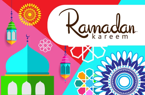 Kleurrijke Vectorillustratie Van Ramadan Kareem Kerstkaart Sjabloon Voor Spandoek Vakantie — Stockvector