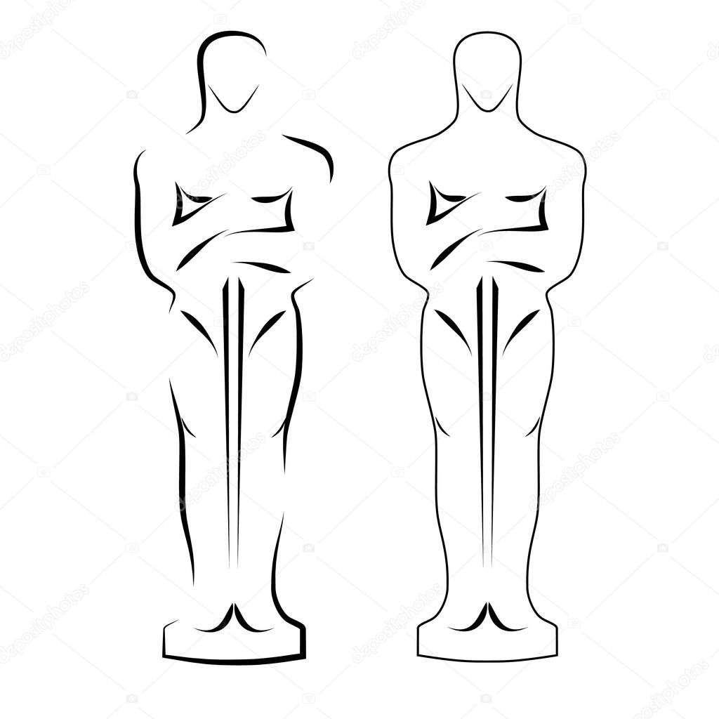 Academy award icon in flat style isolated on white background. Films and cinema symbol stock vector illustration