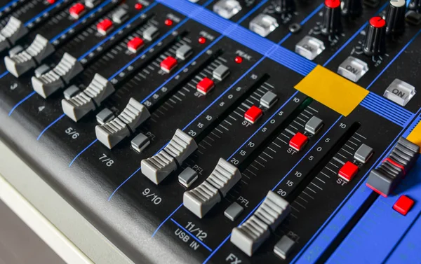Channel Mixing Console Control Audio Panel Audio Video Production Broadcast — Stock Photo, Image