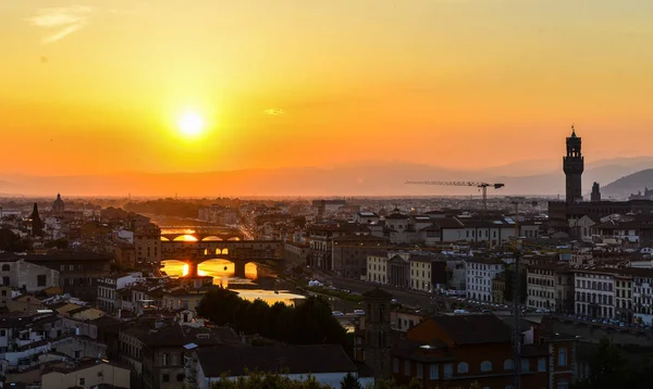 Dachy Florencji Piazzale Michelangelo Obejrzeli Zachód Słońca — Zdjęcie stockowe
