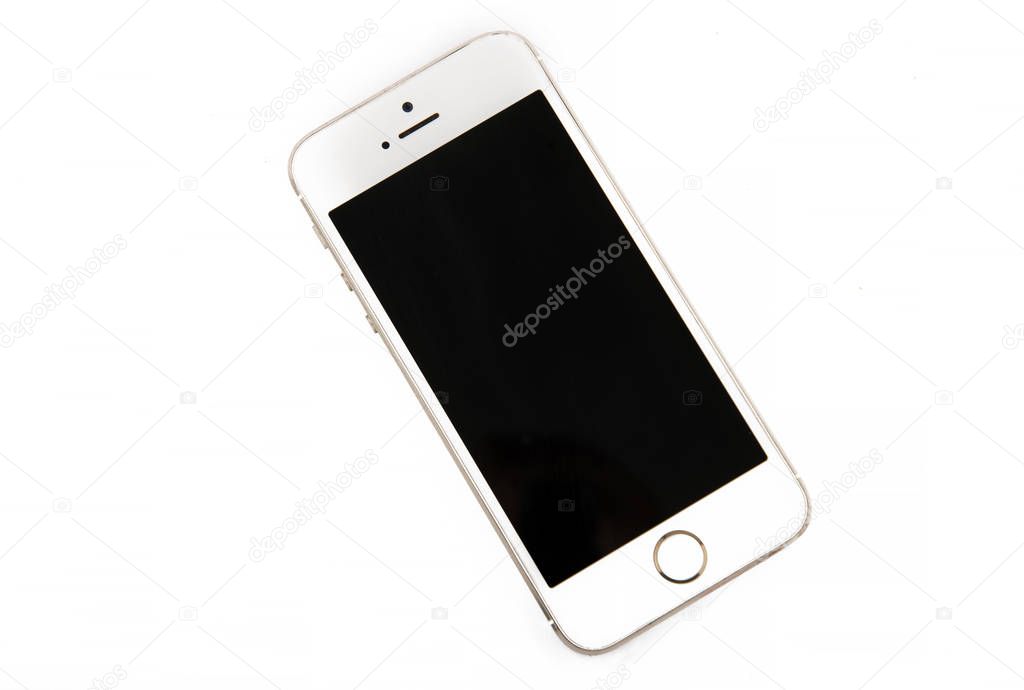 White smart phone with blank empty screen. Iphone