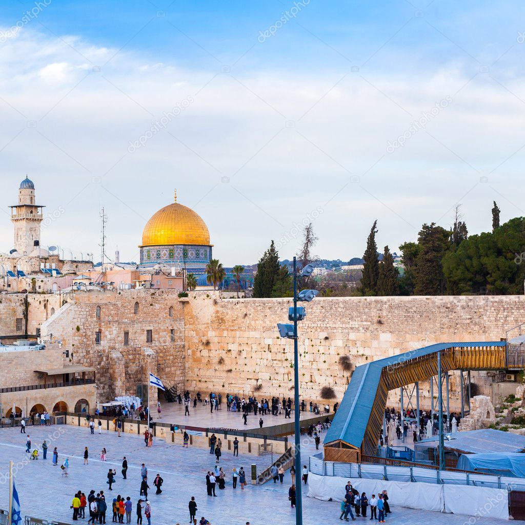 Jews Praying at the Western Wall. Travel to Jerusalem. Israel.