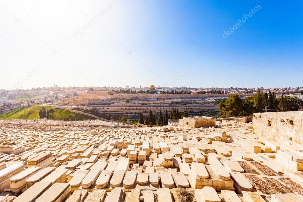 Mount of Olives and the old Jewish cemetery in Jerusalem, Israel