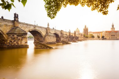 Prague, Çek Cumhuriyeti. Charles Köprüsü ile onun heykelciği.