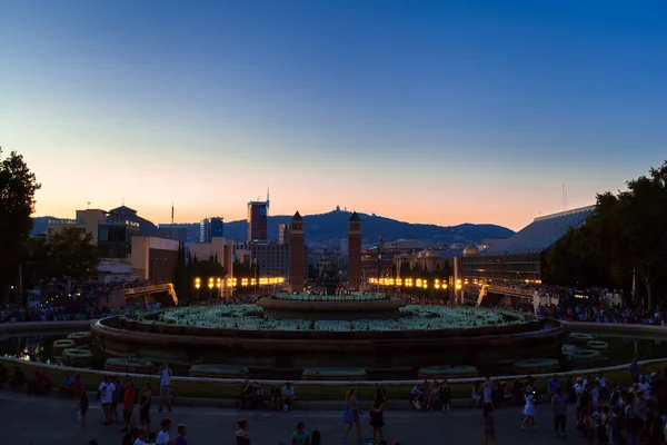 バルセロナ、スペイン広場夕方には、プラザ エスパーニャ — ストック写真