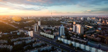 Kiev şehrinin hava manzarası. Ukrayna.