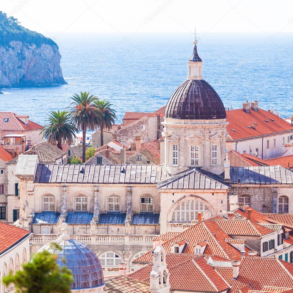 Dubrovnik old town roofs. Aerial view.