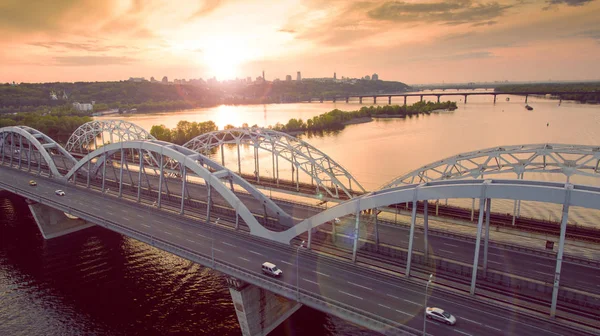 Ponte di Kiev vista aerea — Foto Stock