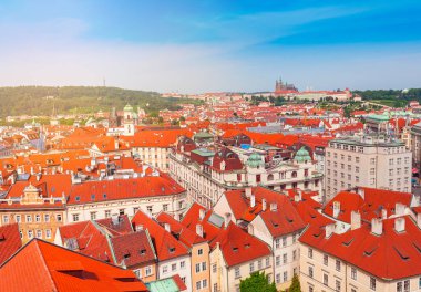 Panoramik St. Vitus Katedrali ve kale Prag, Çek Cumhuriyeti