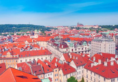 Panoramik St. Vitus Katedrali ve kale Prag, Çek Cumhuriyeti