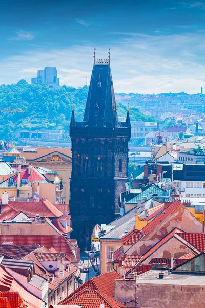 Panorama da cidade da Torre do Relógio em Praga — Fotografia de Stock