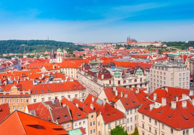 Panoramik St. Vitus Katedrali ve kale Prag, Çek Cumhuriyeti