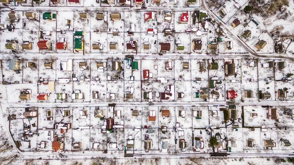 Aerial view of Suburban town in winter. — Stock Photo, Image