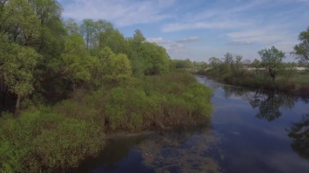 Über den Fluss Desna in der Nähe von Kiev, Ukraine. Luftbild — Stockvideo