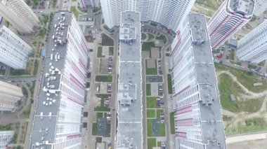 Kiev, havadan görünümü bir yerleşim bölgesinde yeni sosyal konut