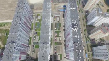 Kiev, havadan görünümü bir yerleşim bölgesinde yeni sosyal konut