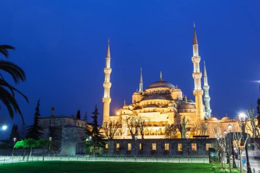 Sultanahmet Camii gece zaman, Istanbul, Türkiye