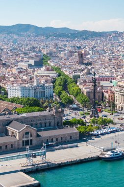 La Rambla Barcelona, İspanya. Havadan görünümü
