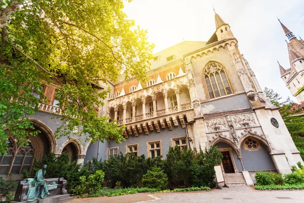 Hrad Vajdahunyad v Městském parku v Budapešti, Maďarsko. — Stock fotografie