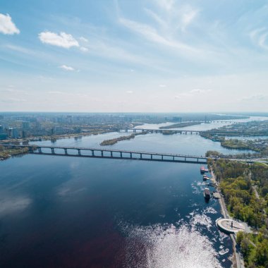 Kiev şehir panoraması. Havadan görünümü.