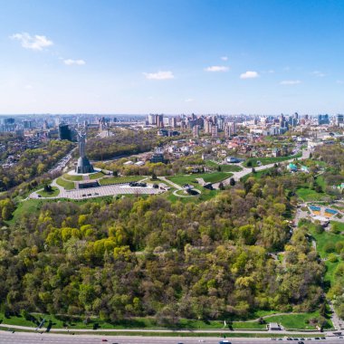 Kiev şehir panoraması. Havadan görünümü.
