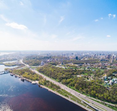 Kiev şehir panoraması. Havadan görünümü.